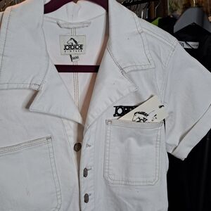 Jordache Vintage White Denim Jumpsuit